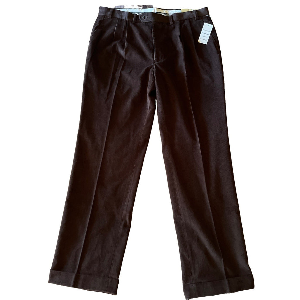 NEW MENS RALPH LAUREN DARK BROWN CORDUROY FLAT FRONT PANTS SIZE 38X32