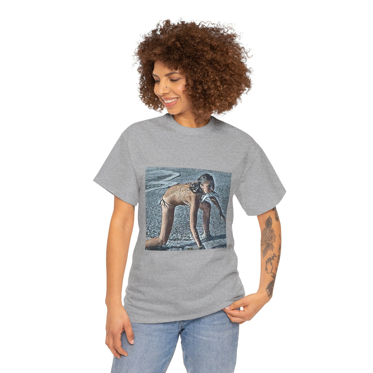 Modern Woman Graphic Print Short Sleeve Crew Neck Unisex Heavy Cotton Tee Shirt