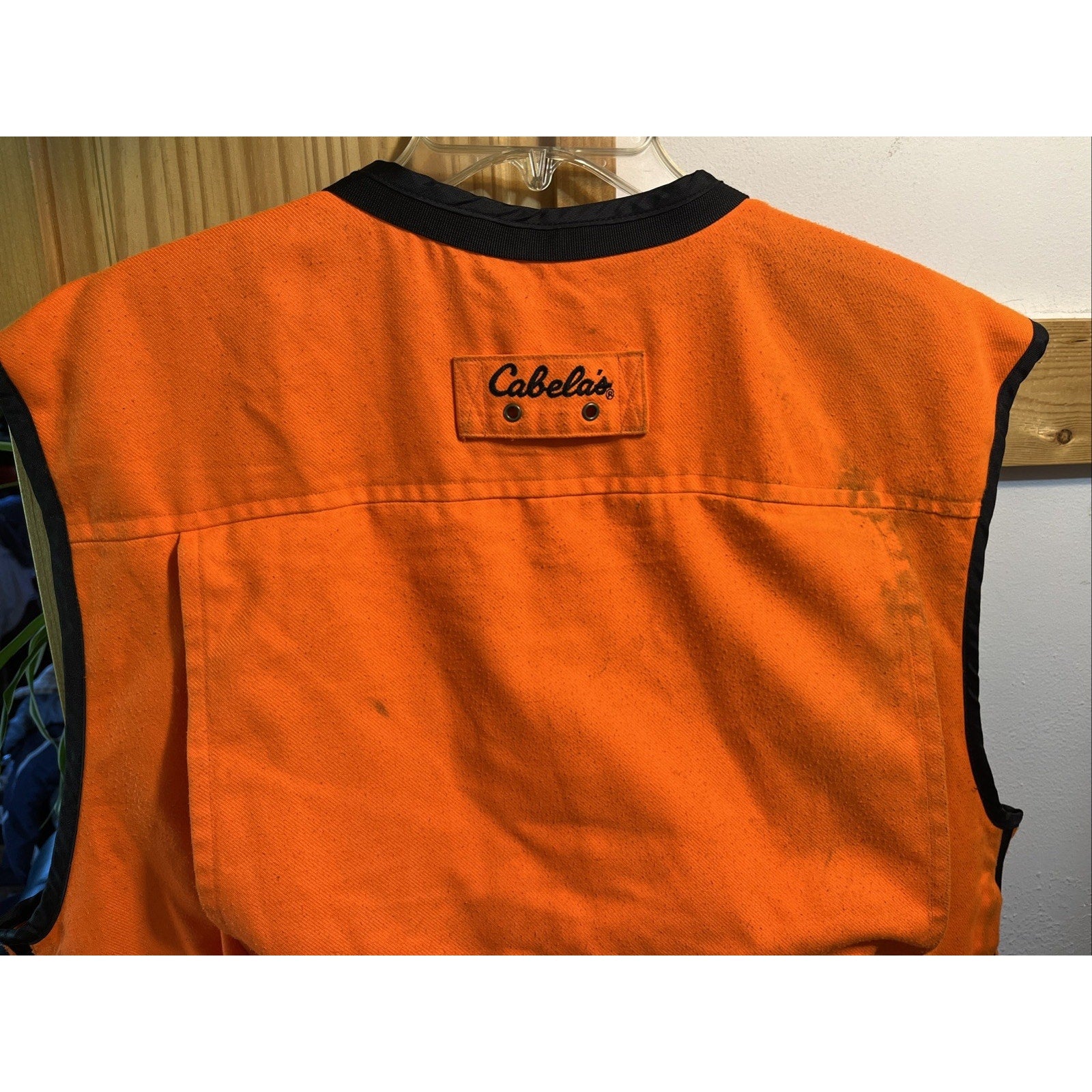 Vintage Cabela’s Hunting Vest Adult Mens Large Orange Bird Pouch Pockets Cabela