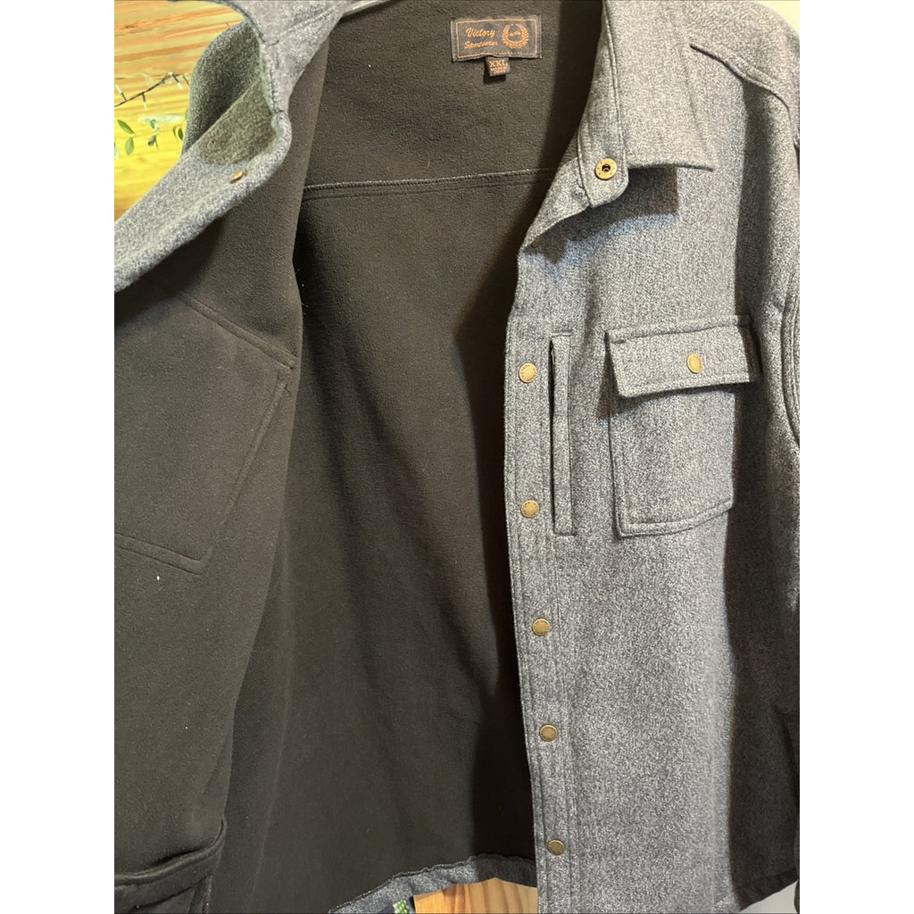 Victory Sportswear Gray flannel Button-Up Shirt Men's Size XXL Fleece Lined