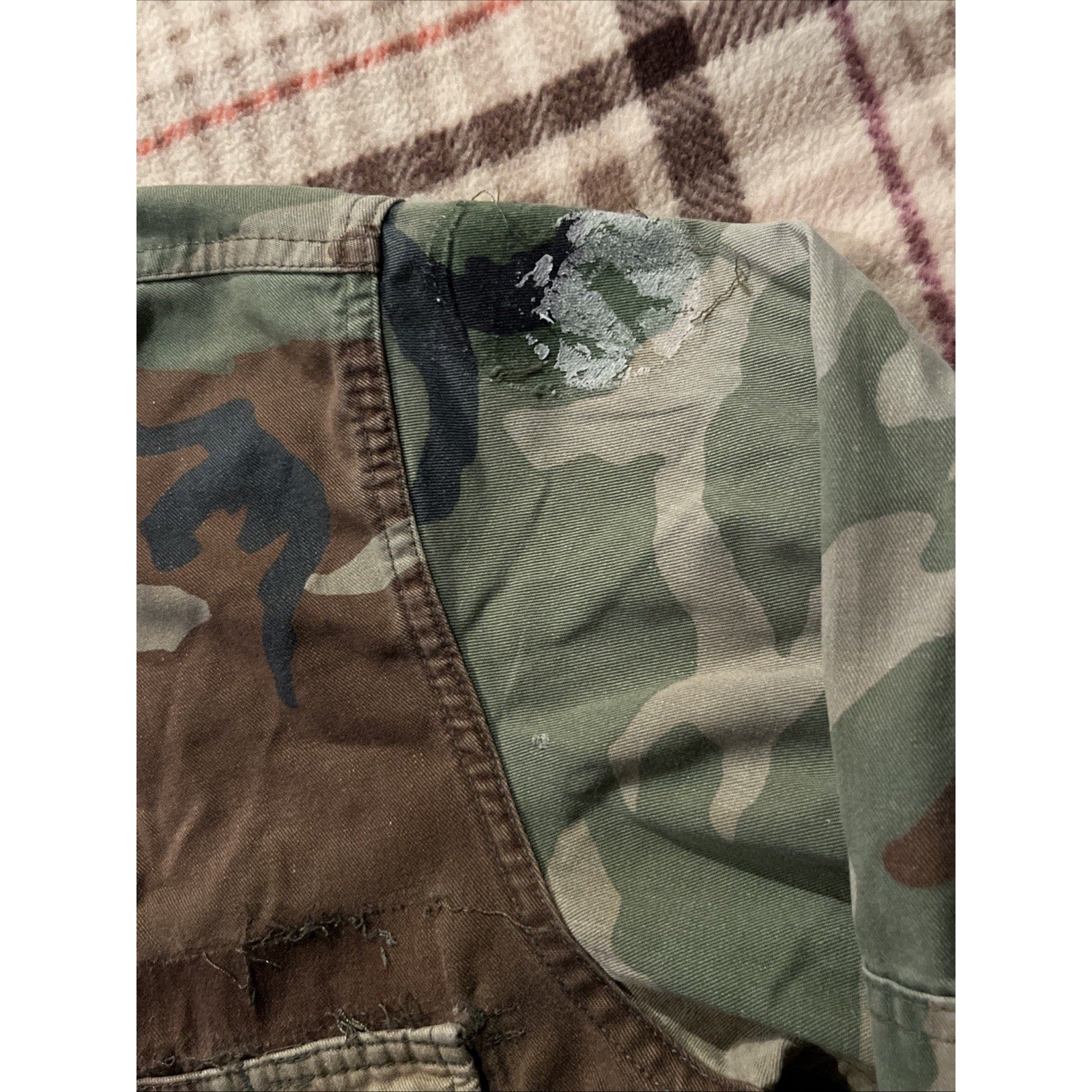 VTG US Military Jacket Mens Medium Green Woodland Camo Army Surplus Field Jacket