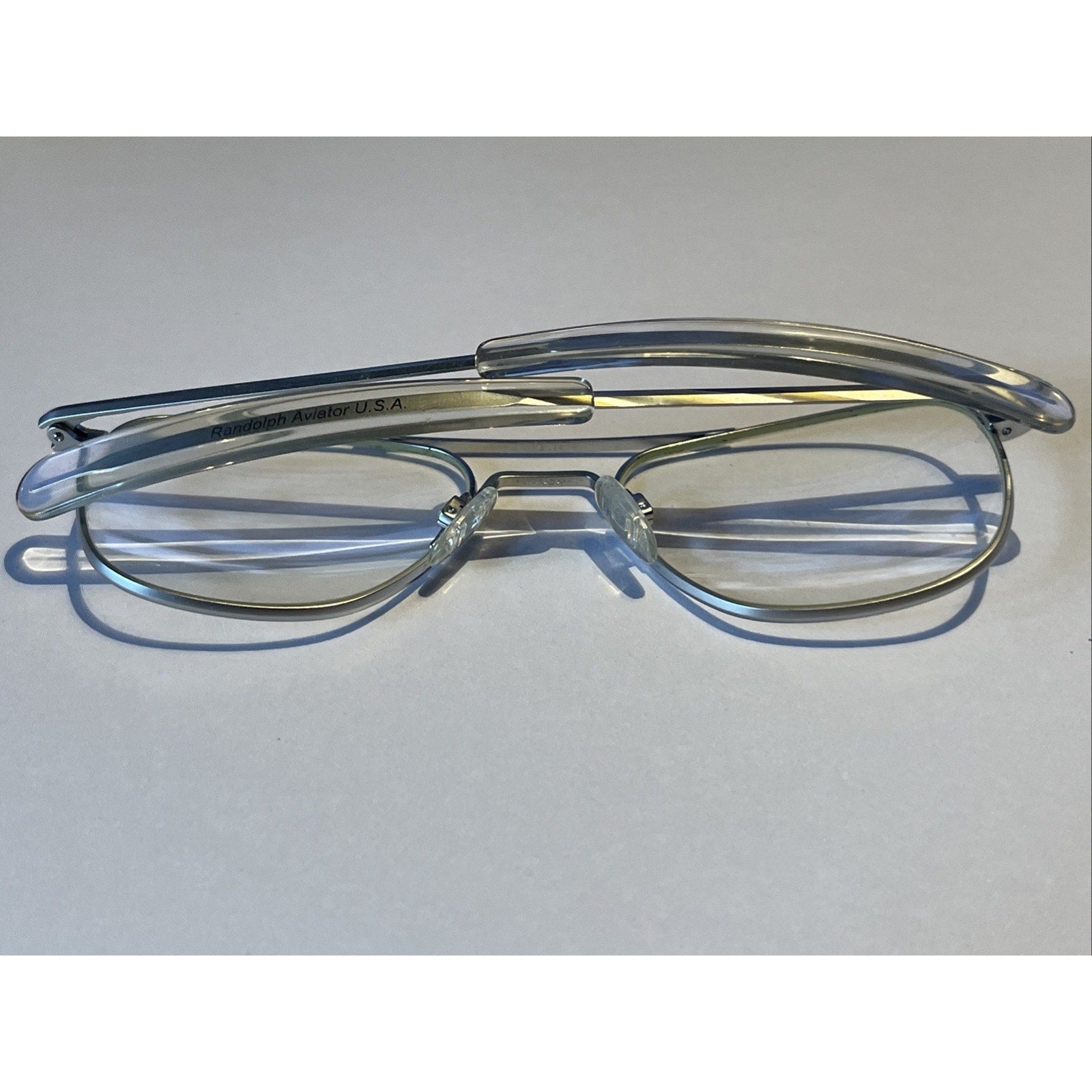 Randolph Aviator Glasses 52-20 Silver Chrome Bayonet Temples USA Frames Only