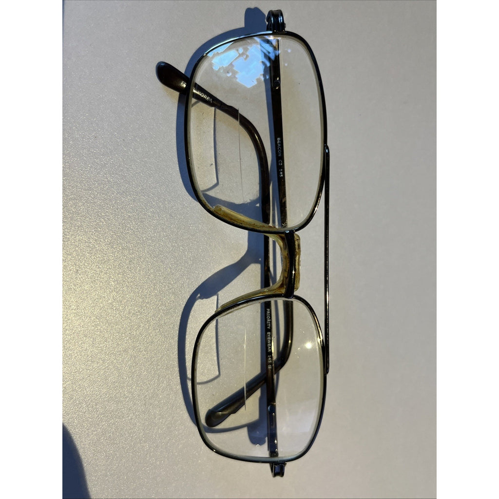 Priority Eyeglasses BEACON C2 56-17-145 Brown Silver Metal Full Rim Frames Only