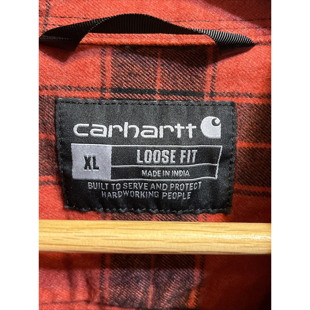 Carhartt Heavyweight Loose Fit Plaid LS Men's Flannel Shirt Size XL 105439 Red