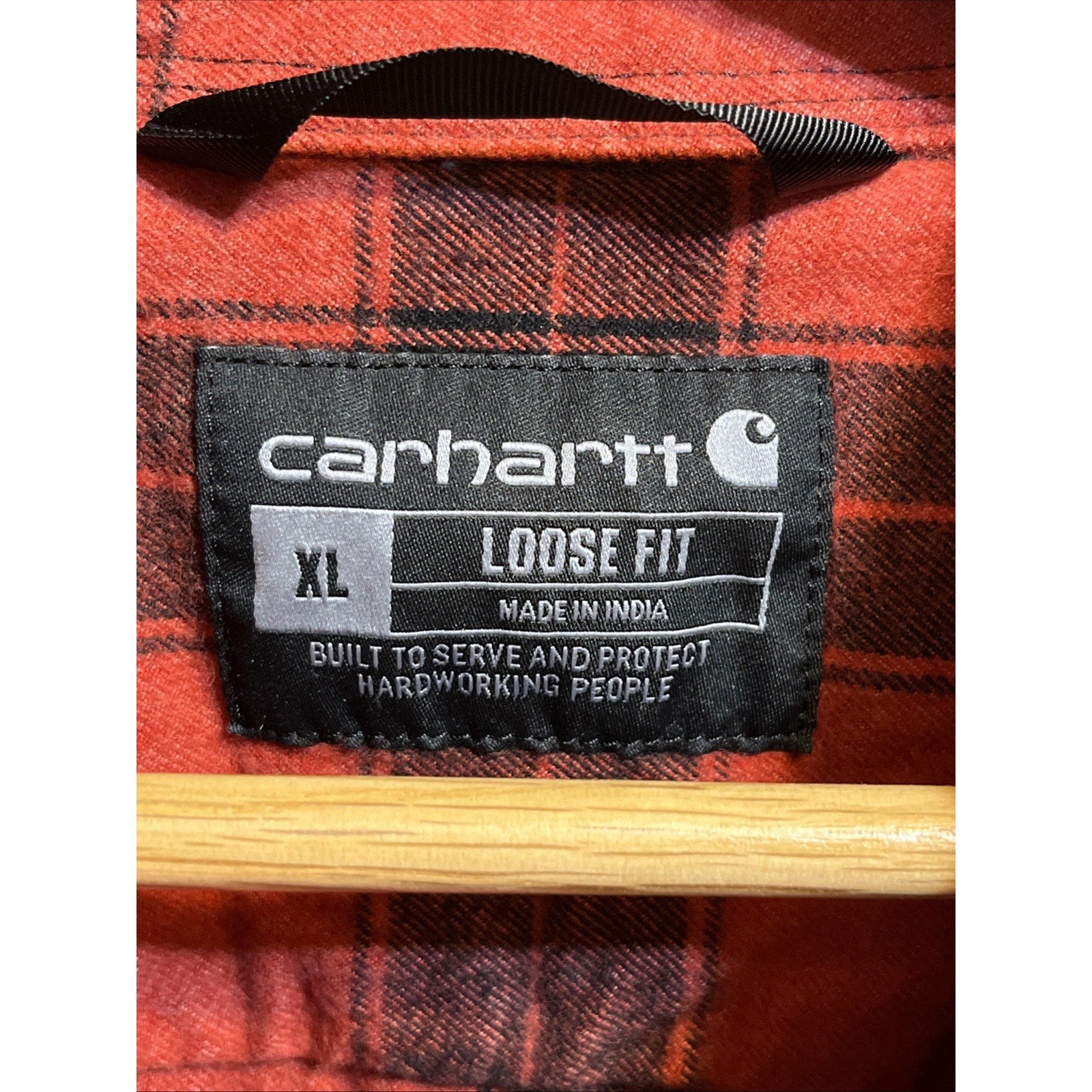 Carhartt Heavyweight Loose Fit Plaid LS Men's Flannel Shirt Size XL 105439 Red