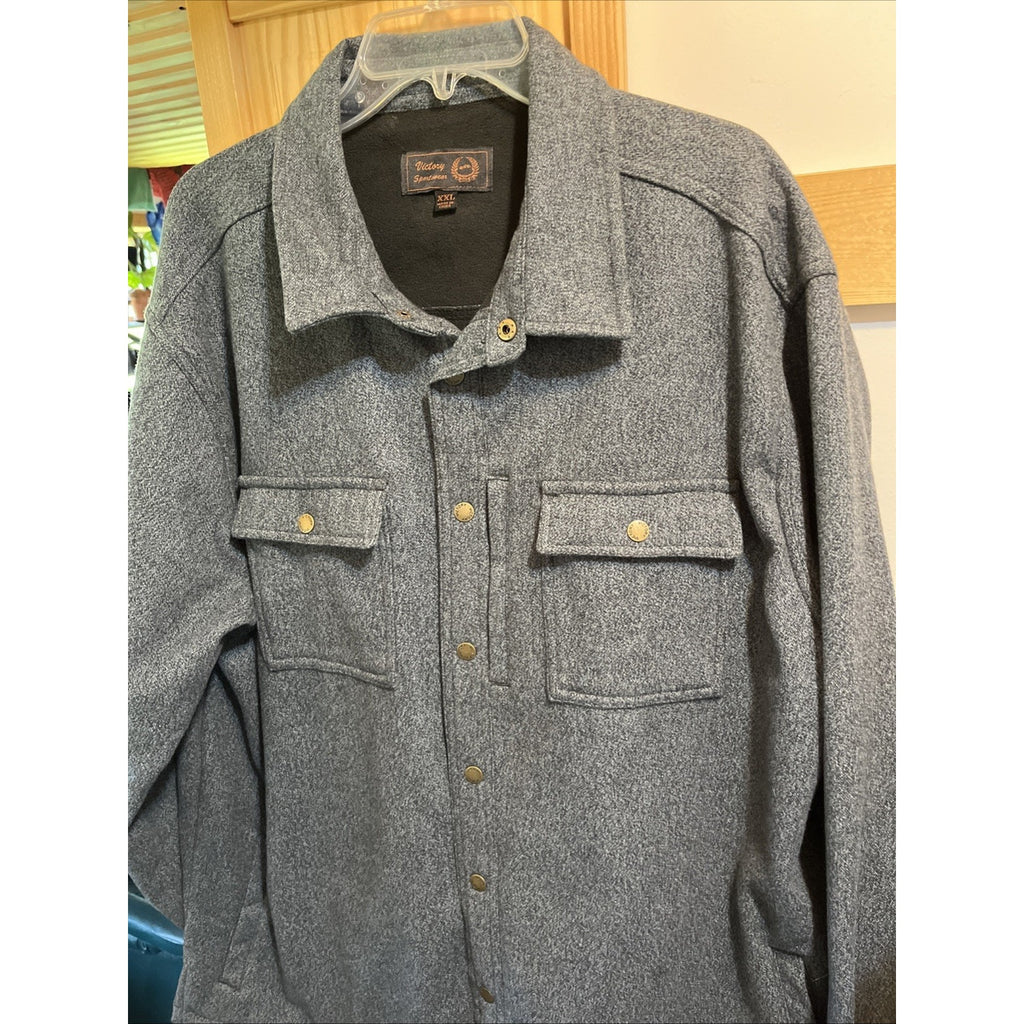 Victory Sportswear Gray flannel Button-Up Shirt Men's Size XXL Fleece Lined