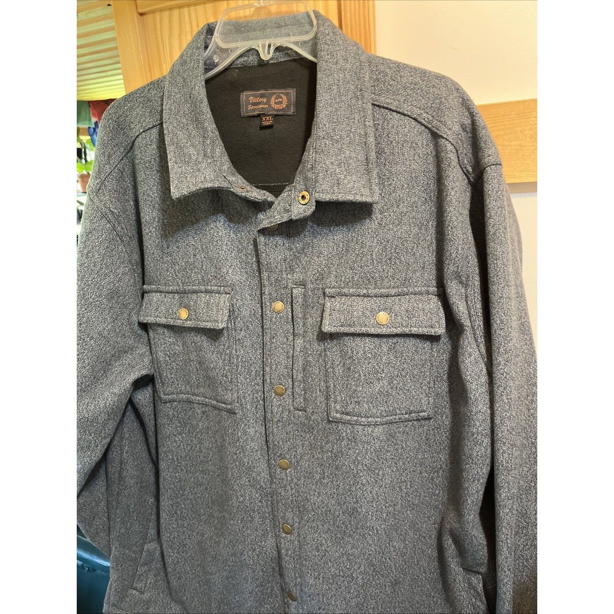 Victory Sportswear Gray flannel Button-Up Shirt Men's Size XXL Fleece Lined