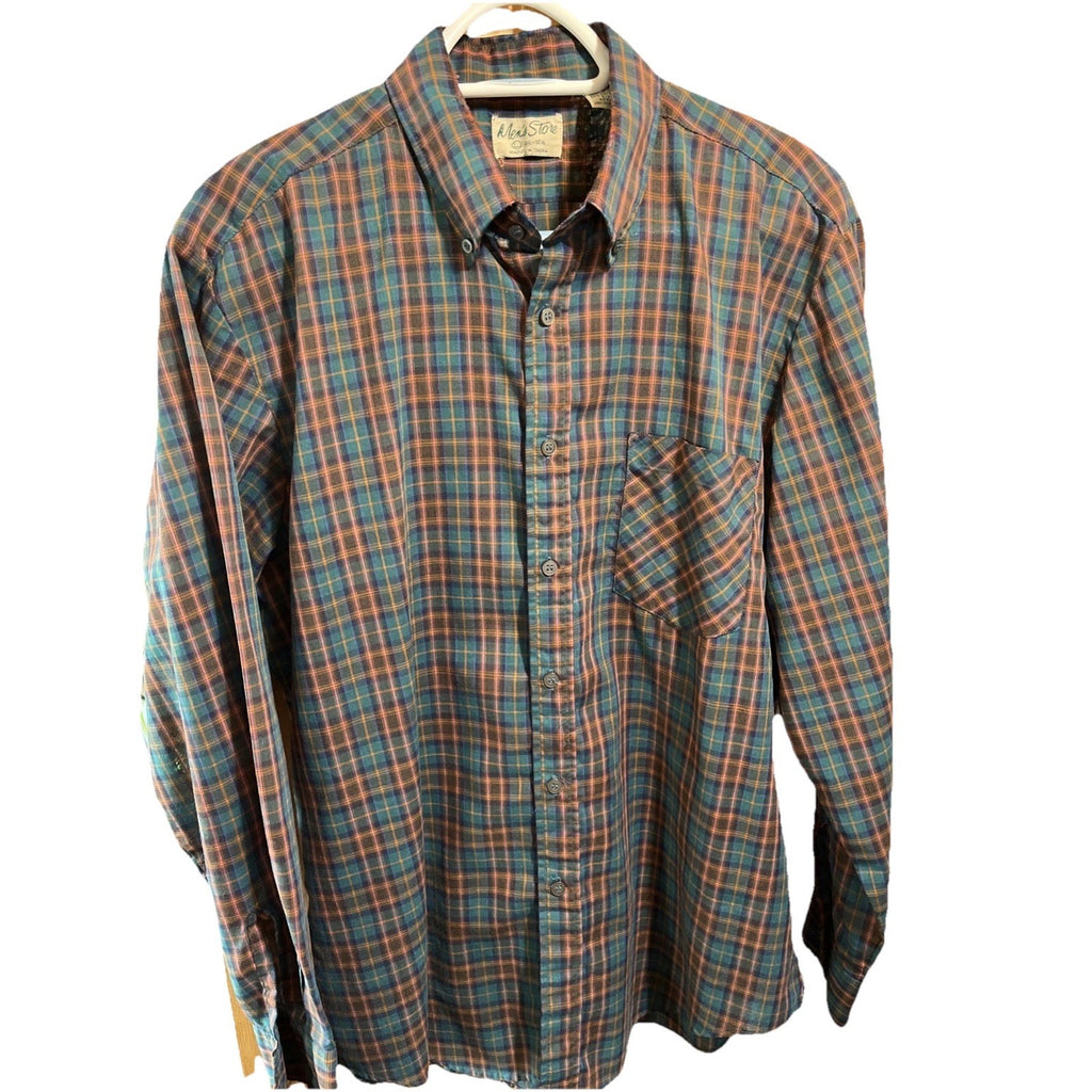 VTG Mens Store Sears Multicolor Plaid Button Front Flannel Shirt Size 16 - 16.5