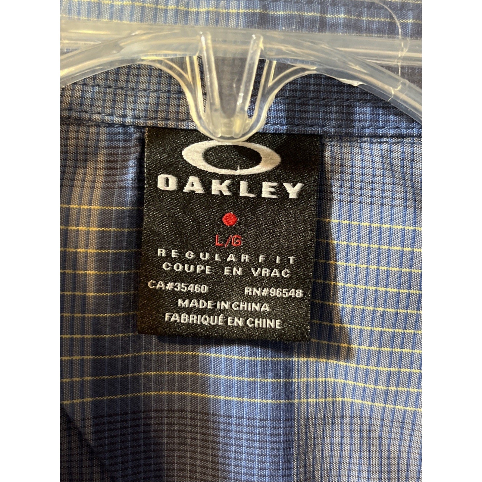 Oakley Shirt Mens Blue Casual Large Short Sleeve Button Up Plaid Hiking Fishing