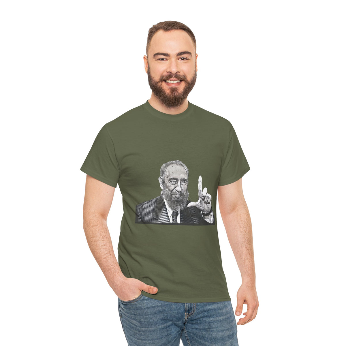 Fidel Castro Black & White Art Graphic Print Unisex Heavy Cotton Tee