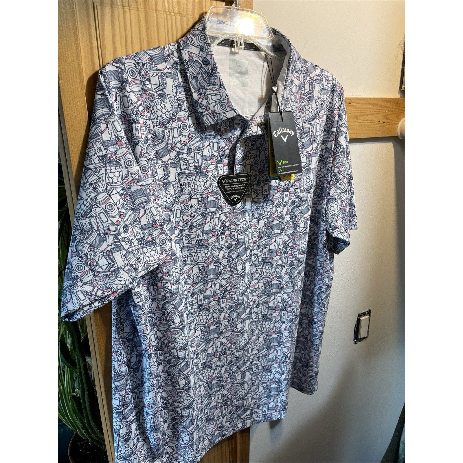 Callaway Golf Shirt Short Sleeve Essential Drink Polo Men’s Large Coffee NWT