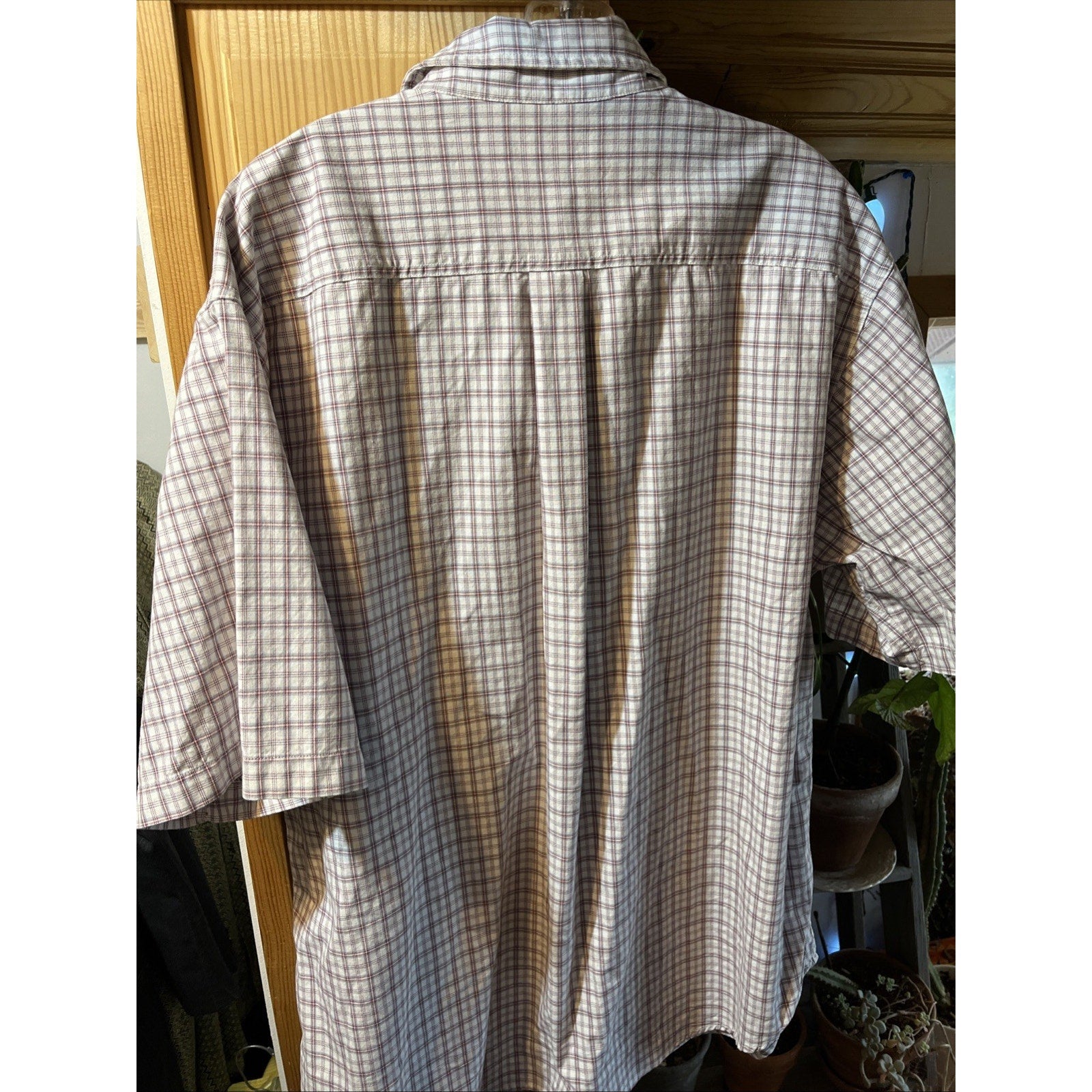 Carhartt Shirt Men’s XL White Checkered Plaid Short Sleeve Button Up Cotton Work