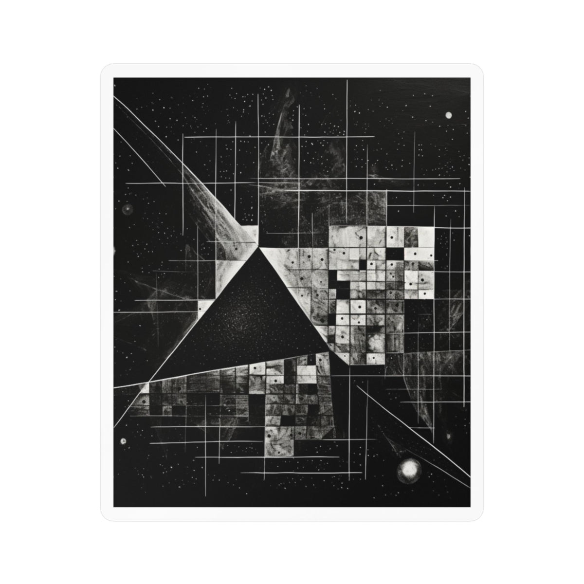 Black Geometric Abstract Water Resistant Removable Kiss-Cut Vinyl Sticker Decal