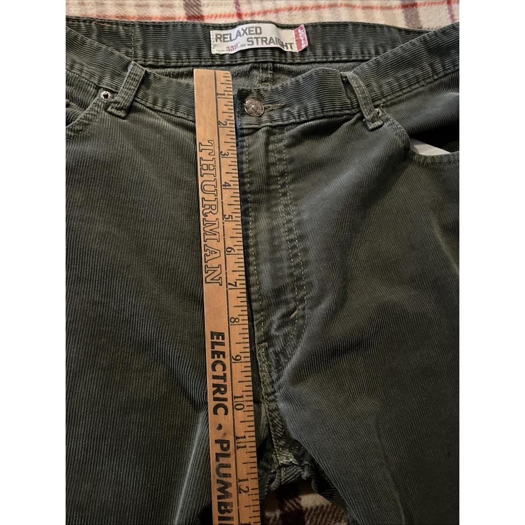 VTG Levi's 559 Relaxed Straight Corduroy Pants Mens 35x35 Olive Green 5 Pocket