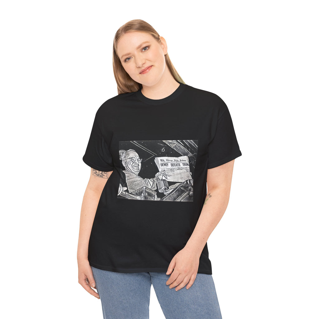 Dewey Defeats Truman Graphic Print Short Sleeve Unisex Heavy Cotton Tee Shirt