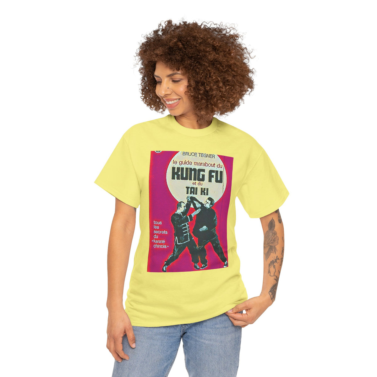 Kung Fu Tai Chi Bruce Tegner Graphic Print SS Crew Unisex Heavy Cotton Tee Shirt