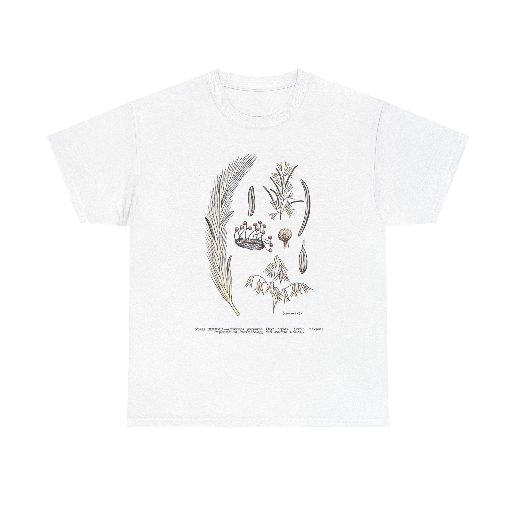 Claviceps purpurea Graphic Print Botanical Art Crew Neck Unisex Heavy Cotton Tee