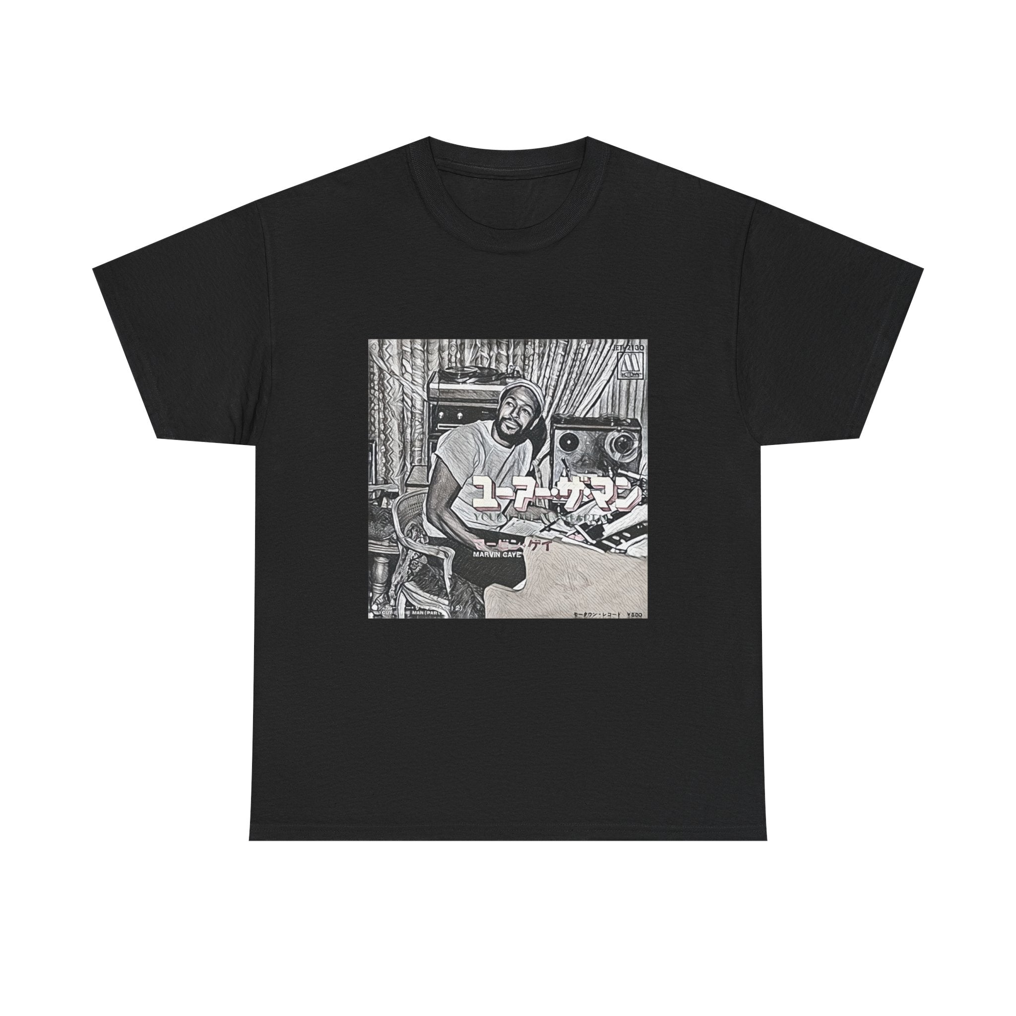 Marvin Gaye Graphic Print Short Sleeve Crew Neck Unisex Heavy Cotton Tee Shirt
