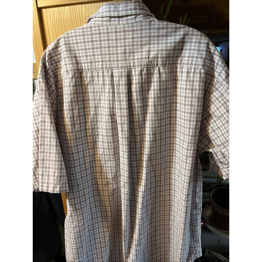 Carhartt Shirt Men’s XL White Checkered Plaid Short Sleeve Button Up Cotton Work