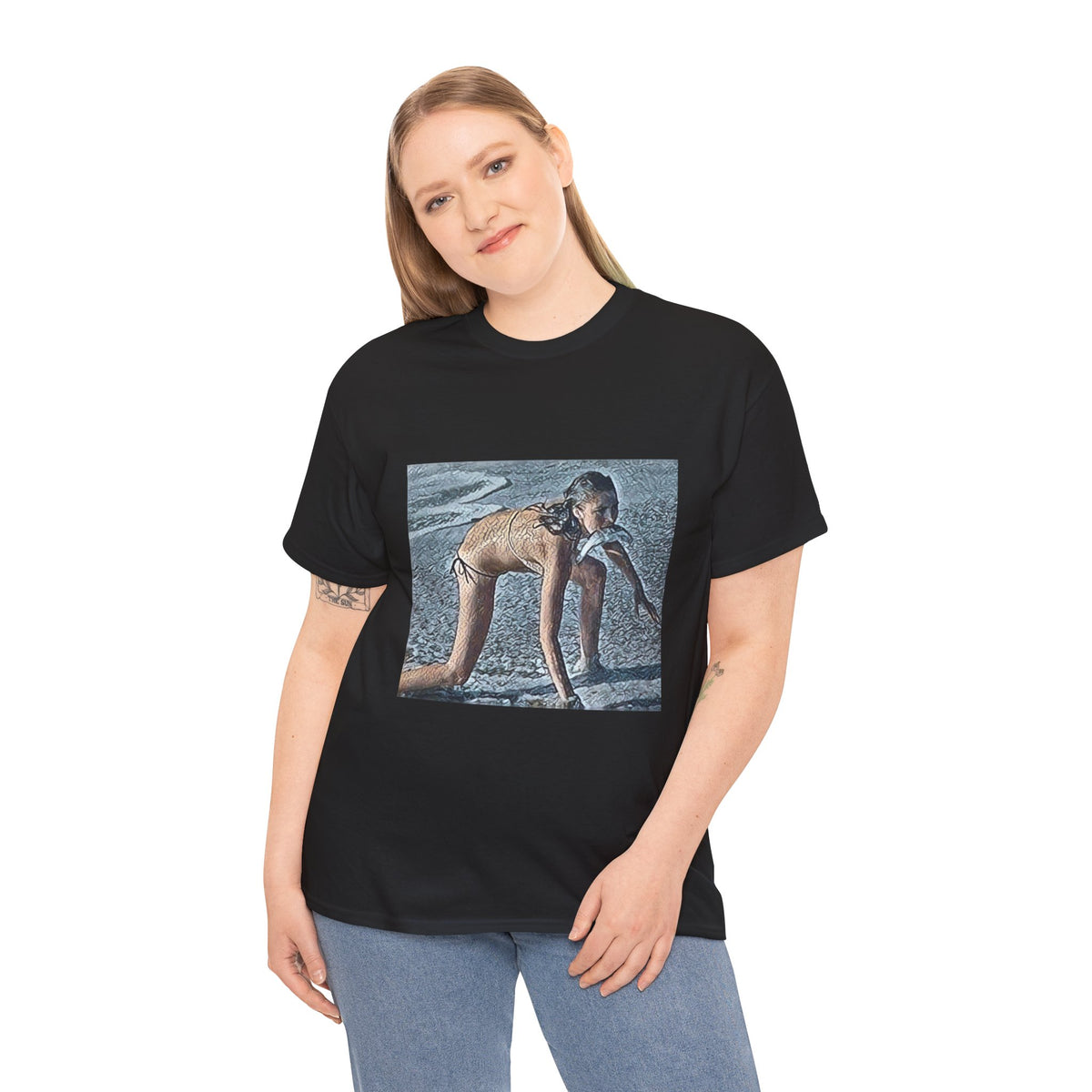 Modern Woman Graphic Print Short Sleeve Crew Neck Unisex Heavy Cotton Tee Shirt