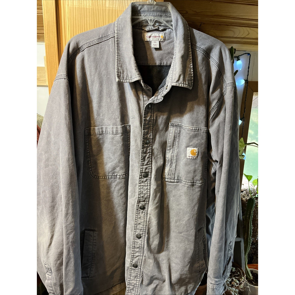 CARHARTT Rugged Flex blanket lined canvas work shirt jacket 3XL Gray 102851