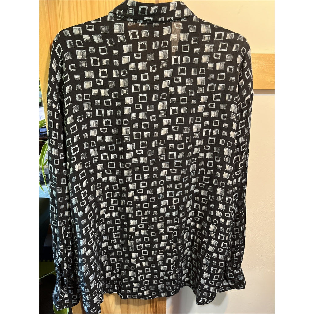 Pronto Uomo Firenze Vintage Men’s Nylon Shirt XL 54 Black LS Button Up Disco