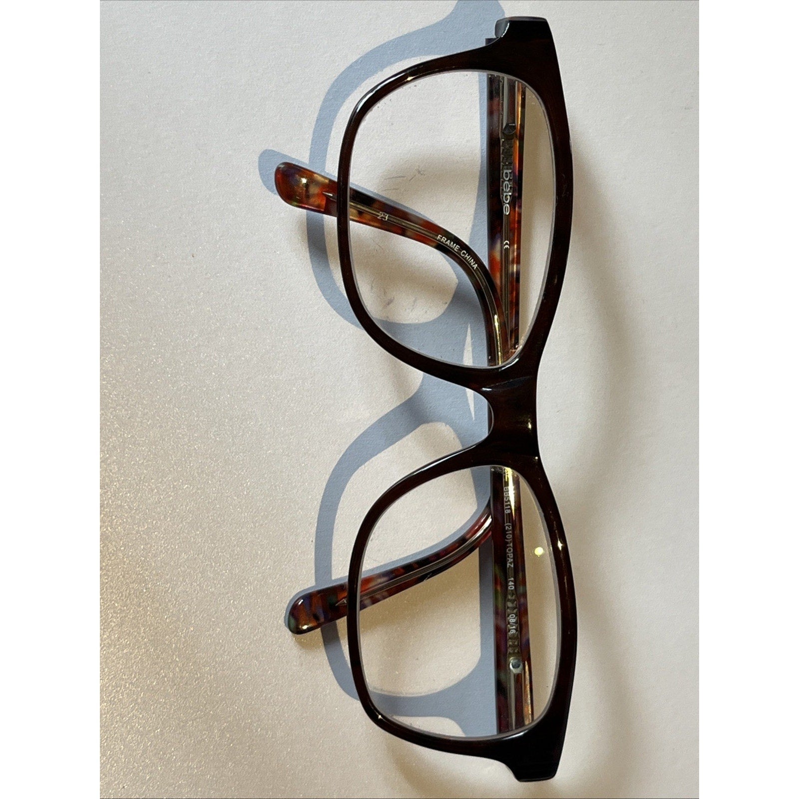 Bebe Brown Floral Interior Cat Eye Glasses Rosy BB5118 210 Topaz 55-17-140