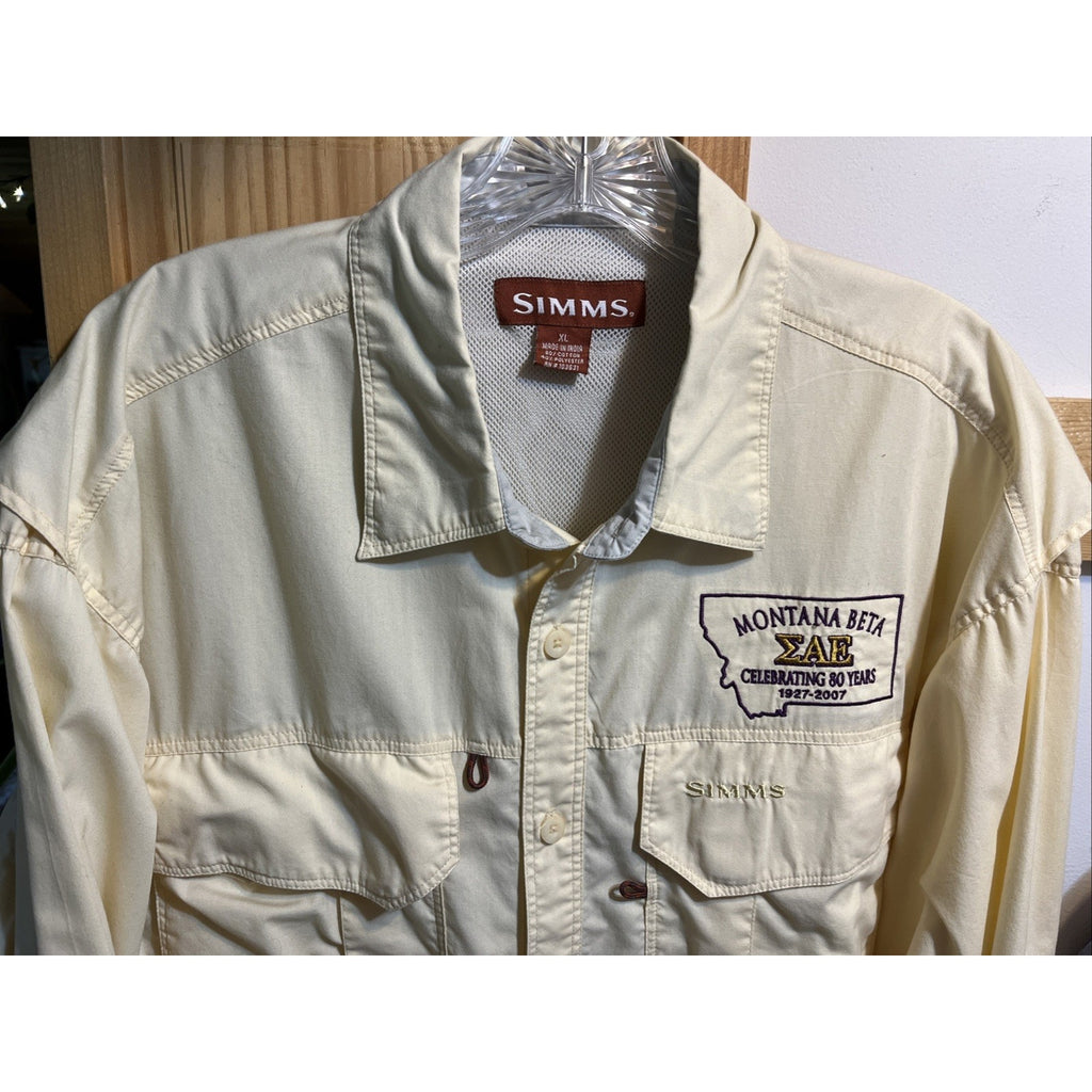 Simms Shirt Men’s Size XL Outdoor Fishing Button Up Long Sleeve Zip Pockets