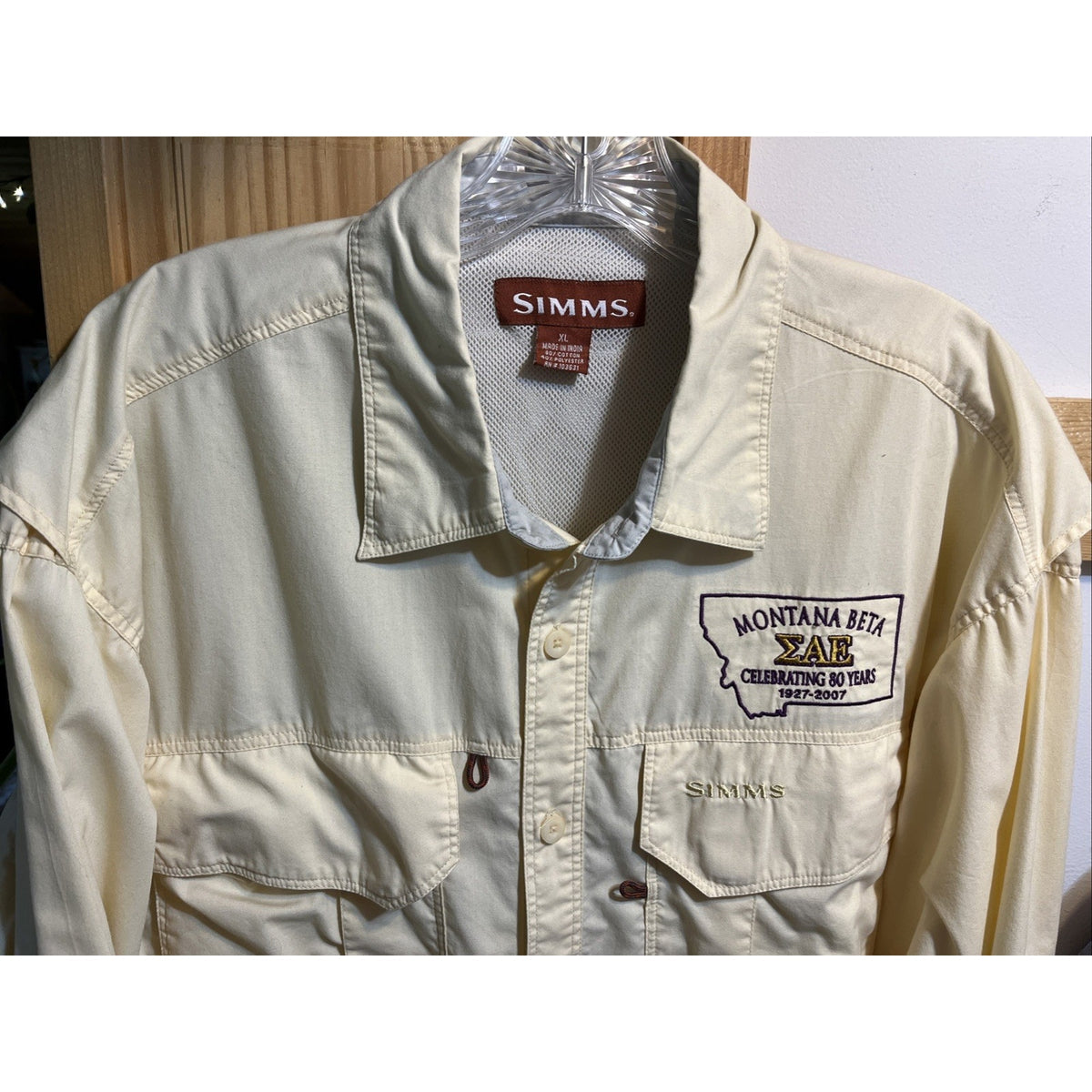 Simms Shirt Men’s Size XL Outdoor Fishing Button Up Long Sleeve Zip Pockets