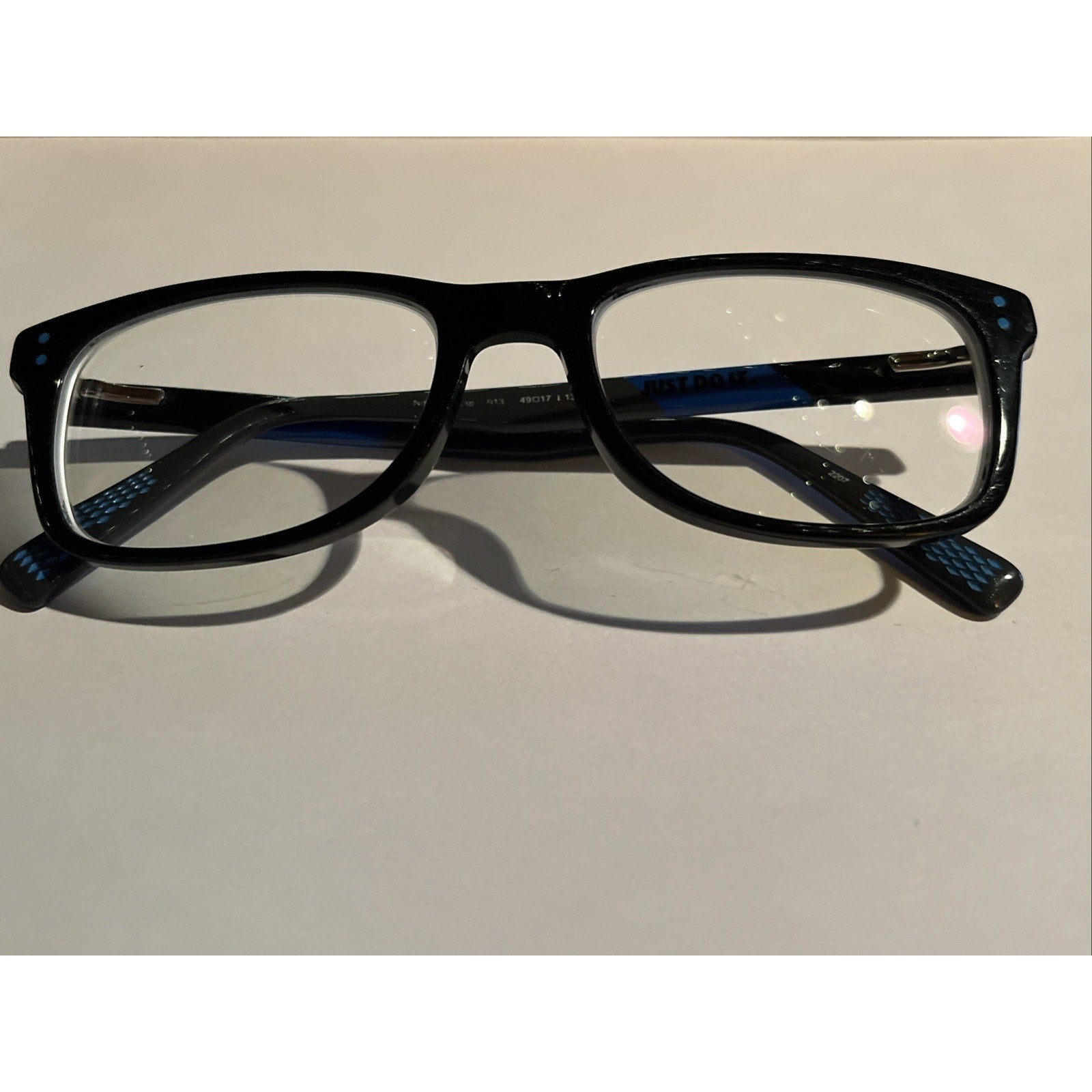 Nike 5538 403 Eyeglasses Frames Blue Black Rectangular 49-17-135 Optical