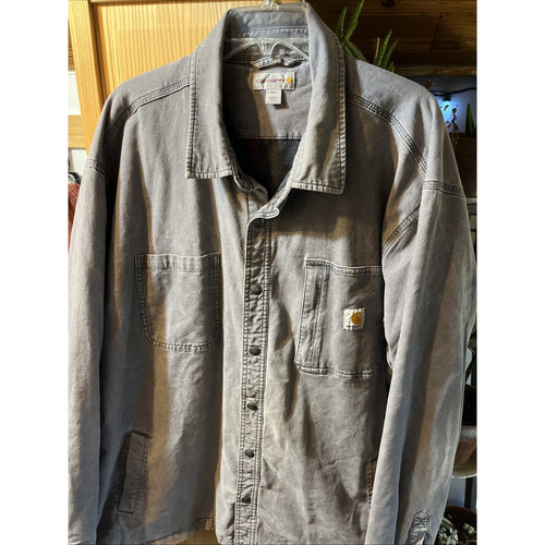 CARHARTT Rugged Flex blanket lined canvas work shirt jacket 3XL Gray 102851