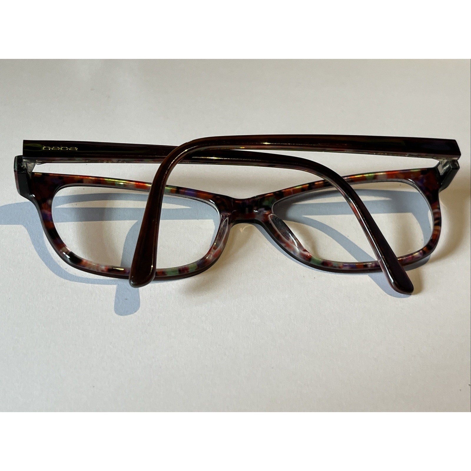 Bebe Brown Floral Interior Cat Eye Glasses Rosy BB5118 210 Topaz 55-17-140