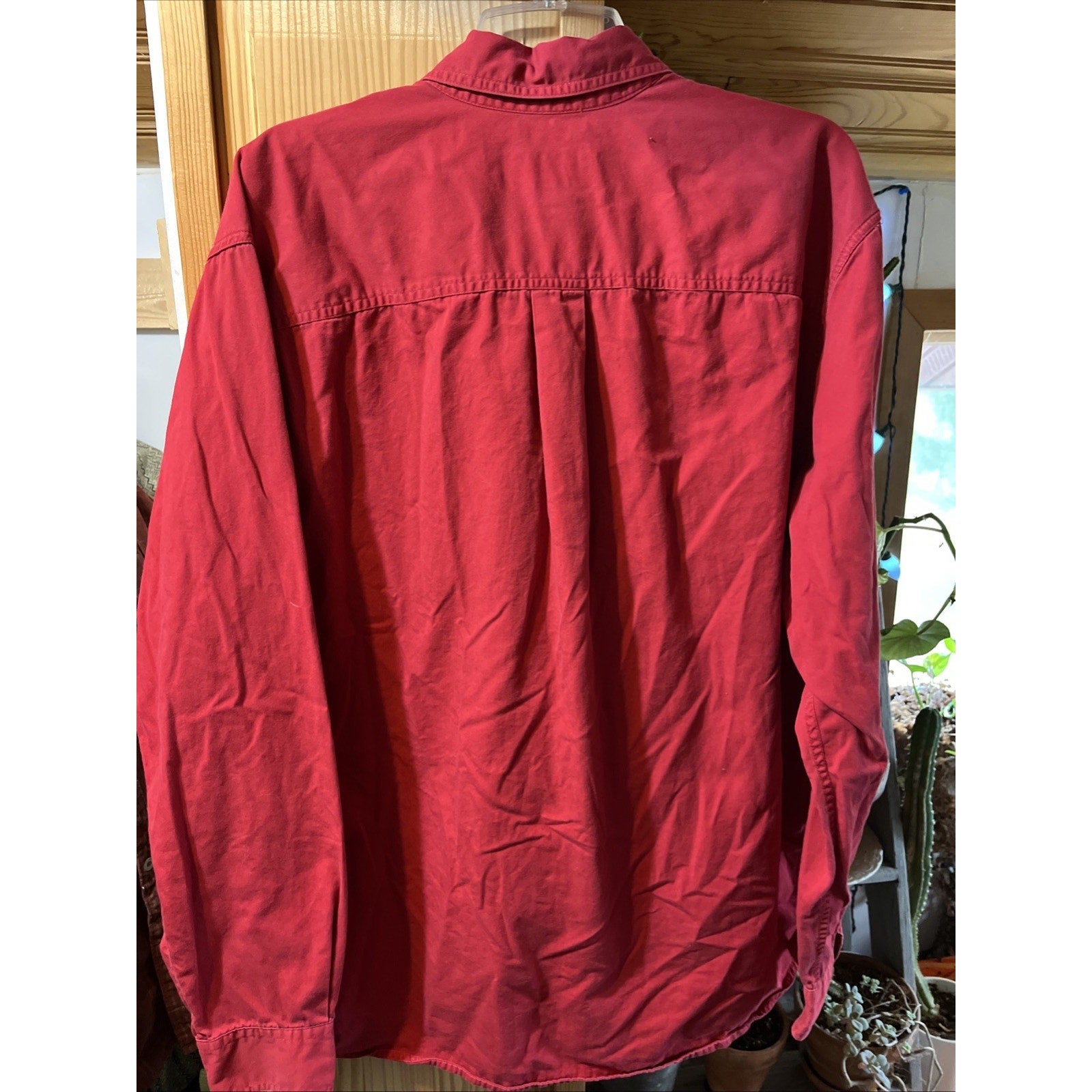 Eddie Bauer Shirt Mens XLT Red Canvas Long Sleeve Button Down Outdoor Casual