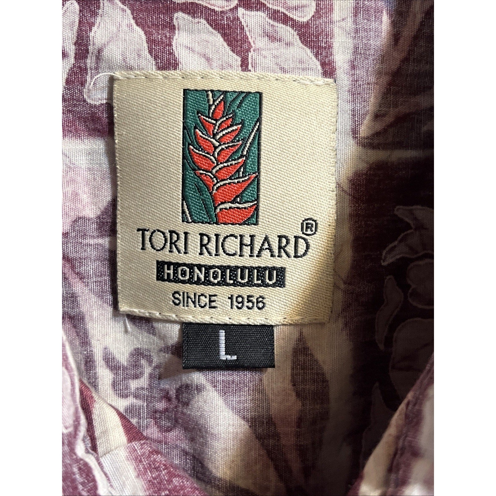 Tori Richard Vintage Men’s L Red Floral SS Button Down Cotton Hawaiian Shirt