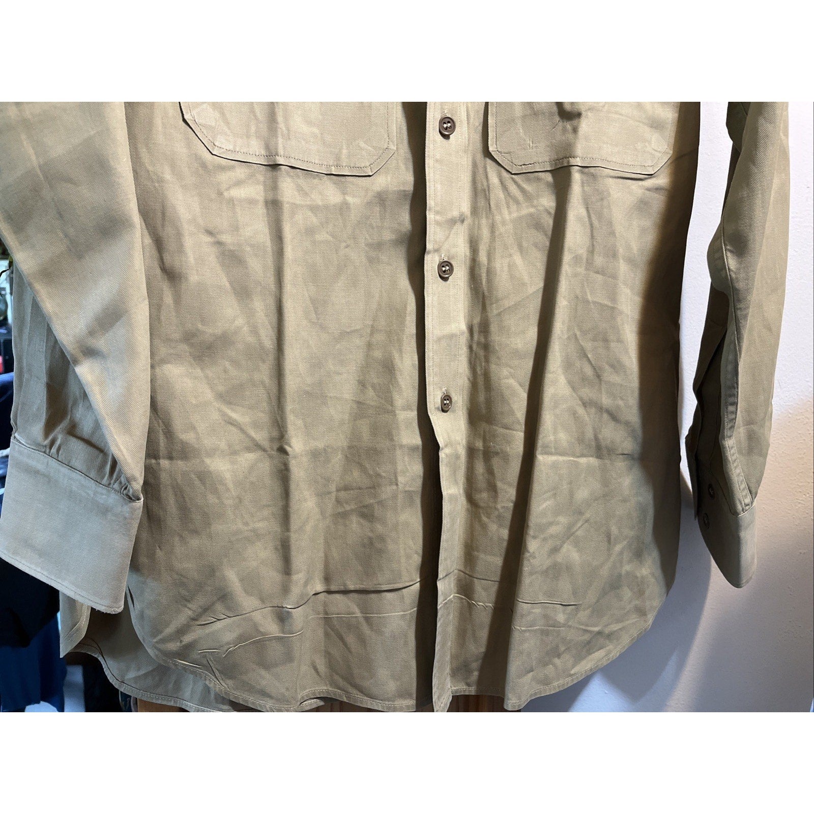 VTG 1945 World War II US Army Button Shirt Montana Nat Guard Military Clothing