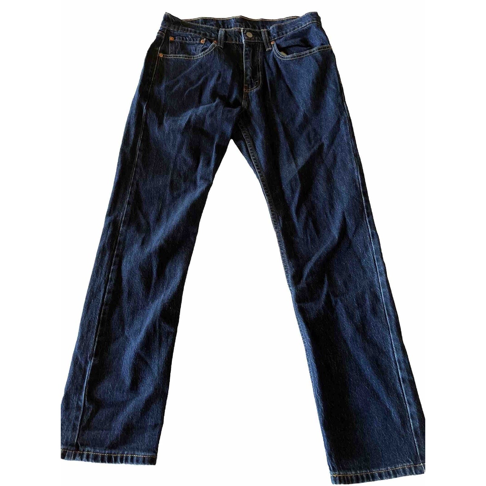 Levis 502 Mens Jeans Size 33x30 Dark Wash Blue Regular Taper Fit Leg Stretch EUC