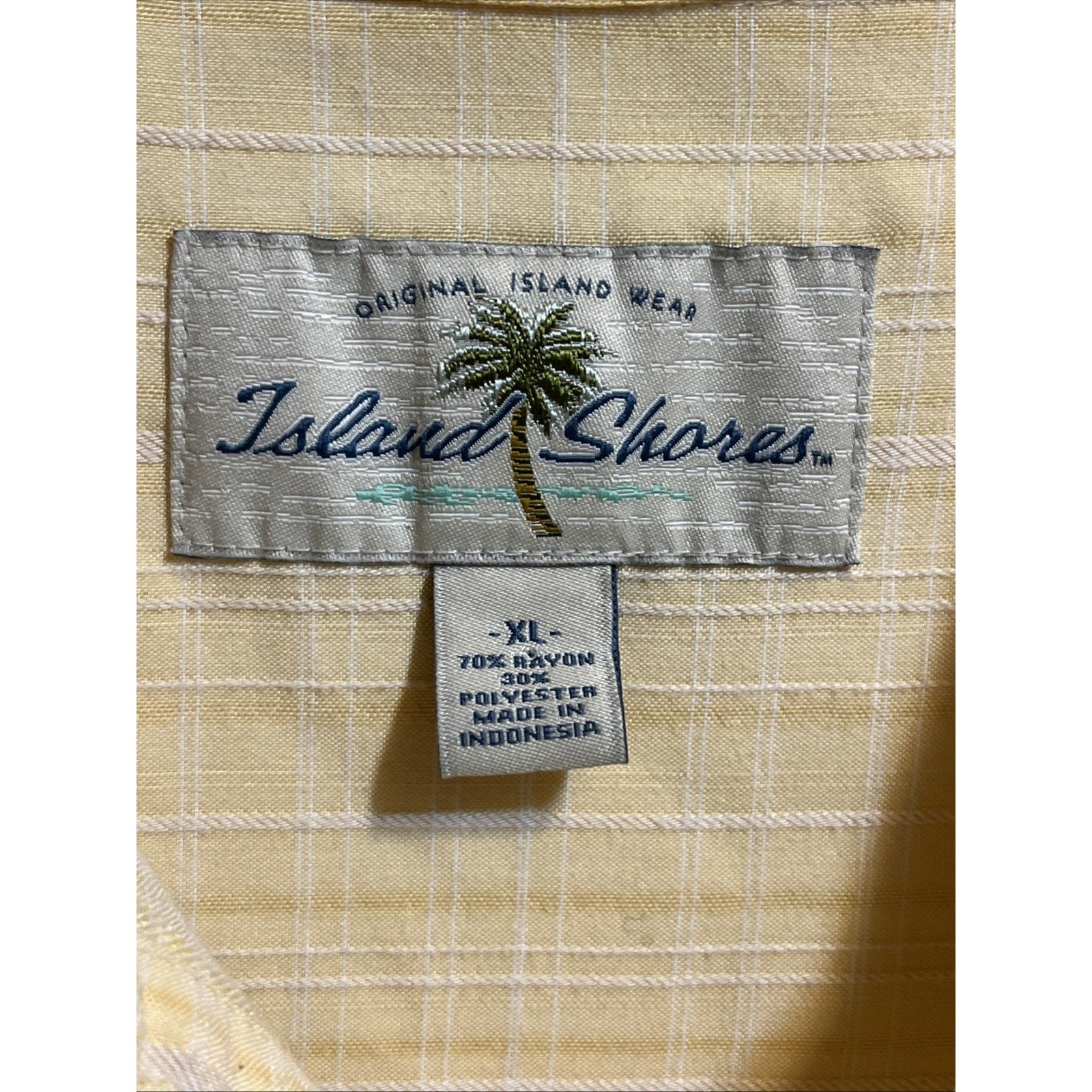 Island Shores Men’s XL Yellow Short Sleeve Button Down Rayon Hawaiian Shirt