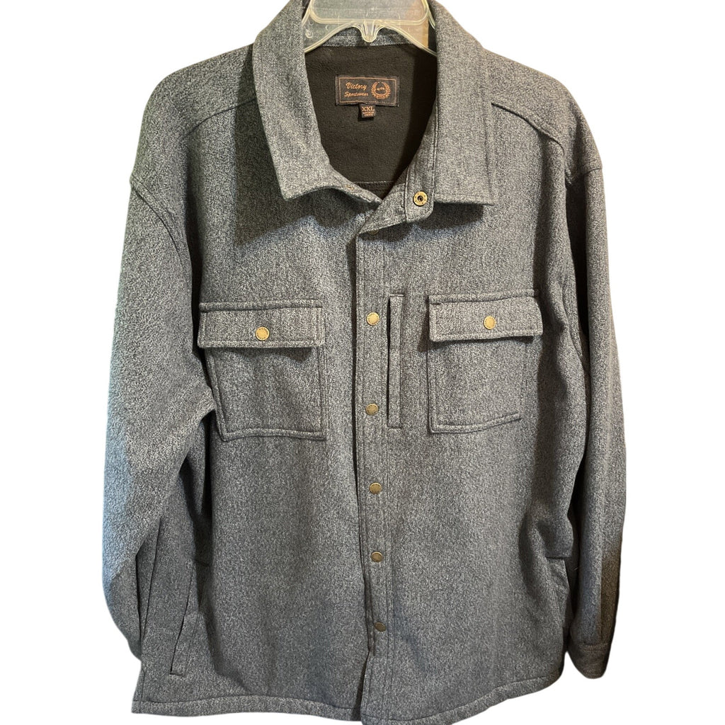 Victory Sportswear Gray flannel Button-Up Shirt Men's Size XXL Fleece Lined