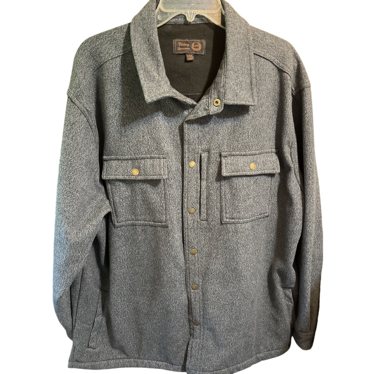 Victory Sportswear Gray flannel Button-Up Shirt Men's Size XXL Fleece Lined