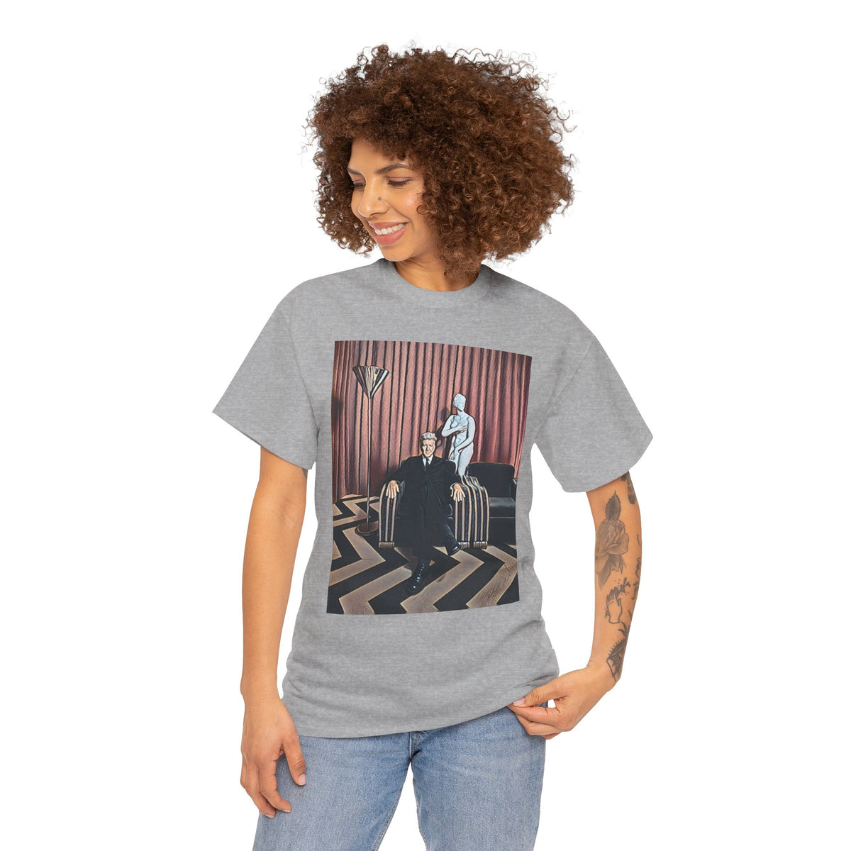 David Lynch Twin Peaks Graphic Print Short Sleeve Unisex Heavy Cotton Tee Shirt
