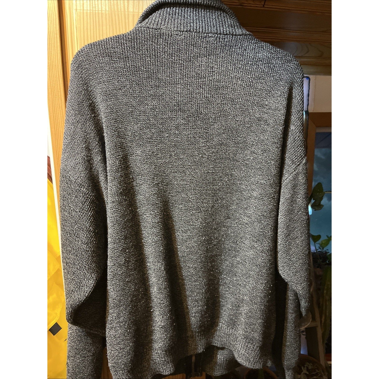 Haband Full Zip Cardigan L Mock Neck Gray Nordic Sweater Pockets Acrylic LS VTG