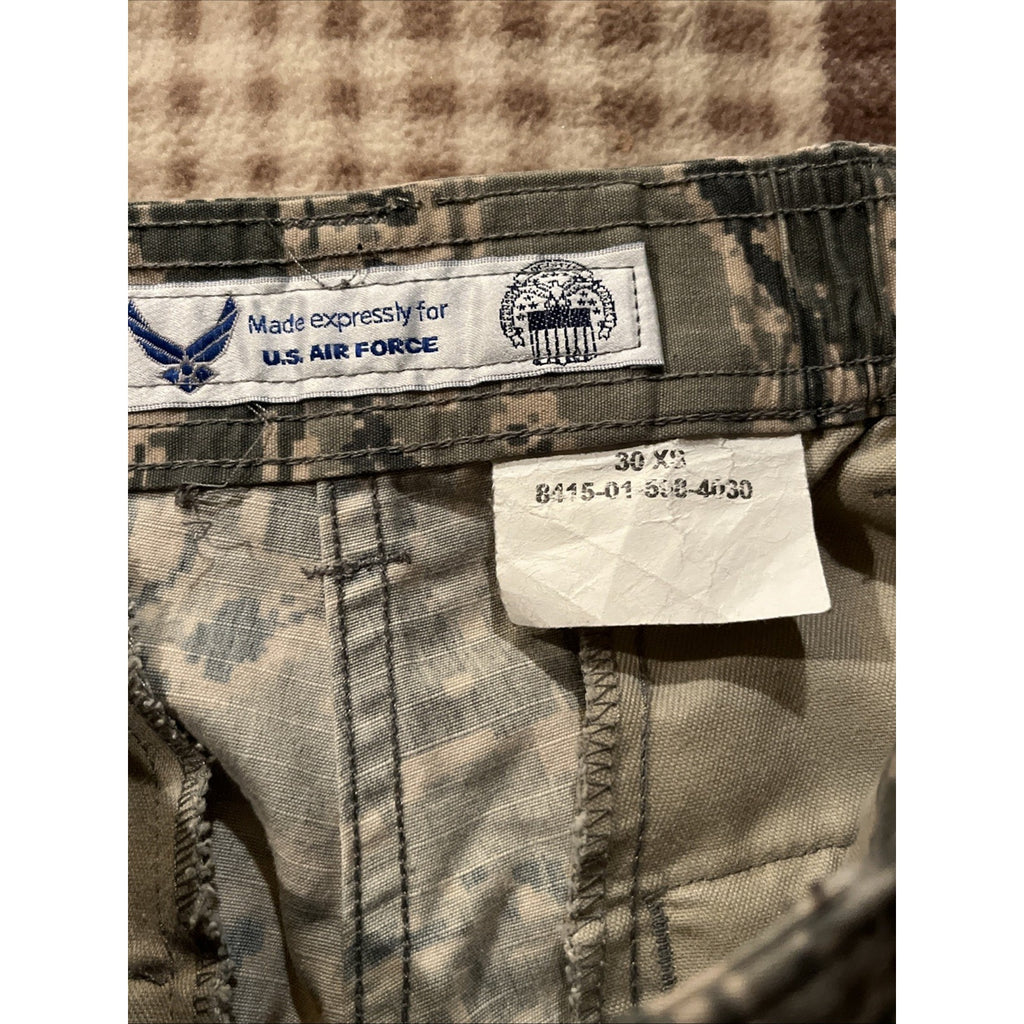 Military Air Force Gray Digital Camo Cargo Pants Men’s 30x27 Button Fly Canvas