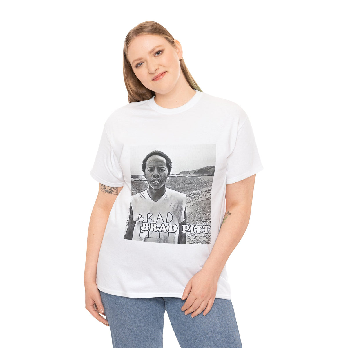 Earl Sweatshirt Brad Pitt Graphic Print Short Sleeve Unisex Heavy Cotton T-Shirt