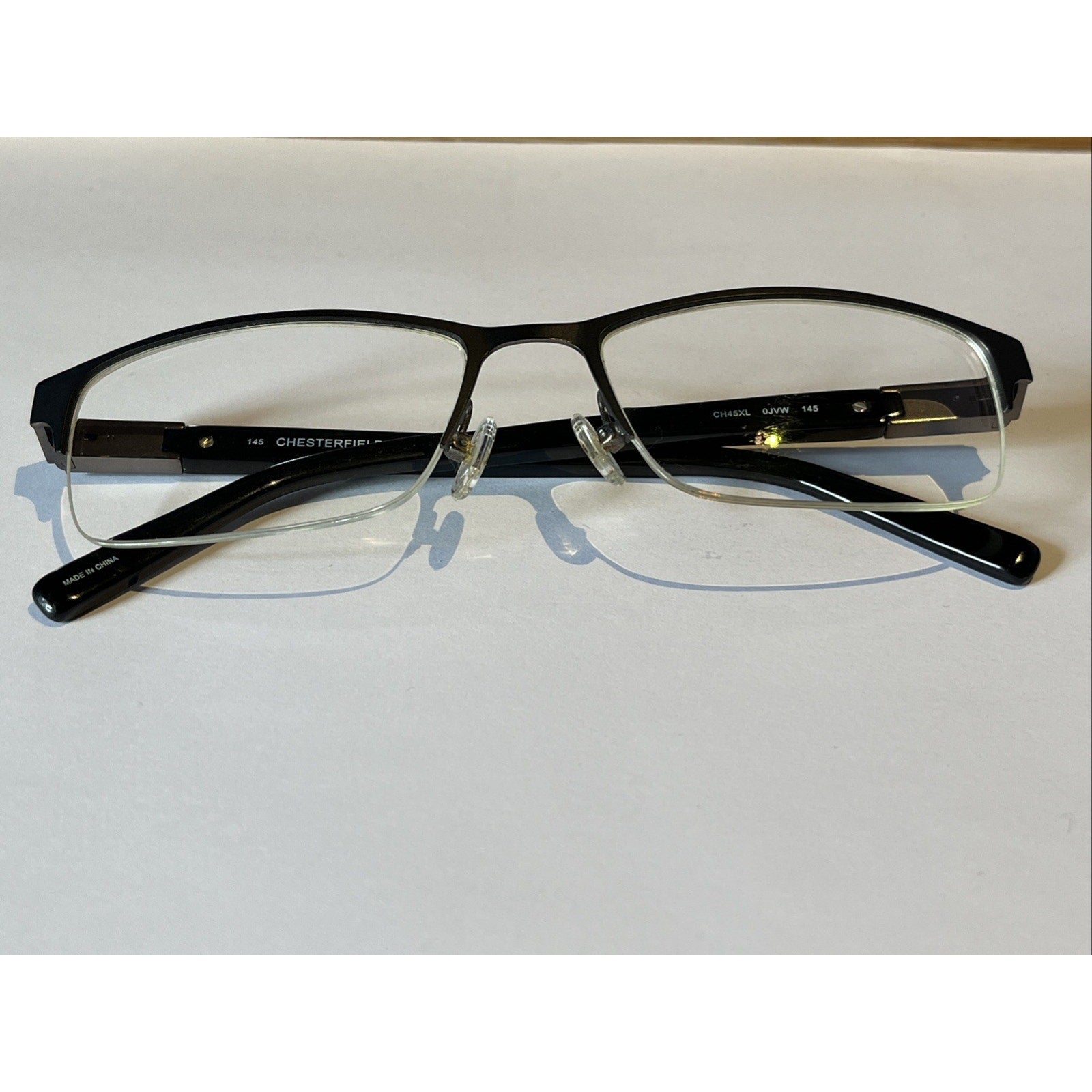 CHESTERFIELD CH 45XL 0JVW BLACK GUNMETAL AUTHENTIC EYEGLASSES 56-18-145 Half Rim