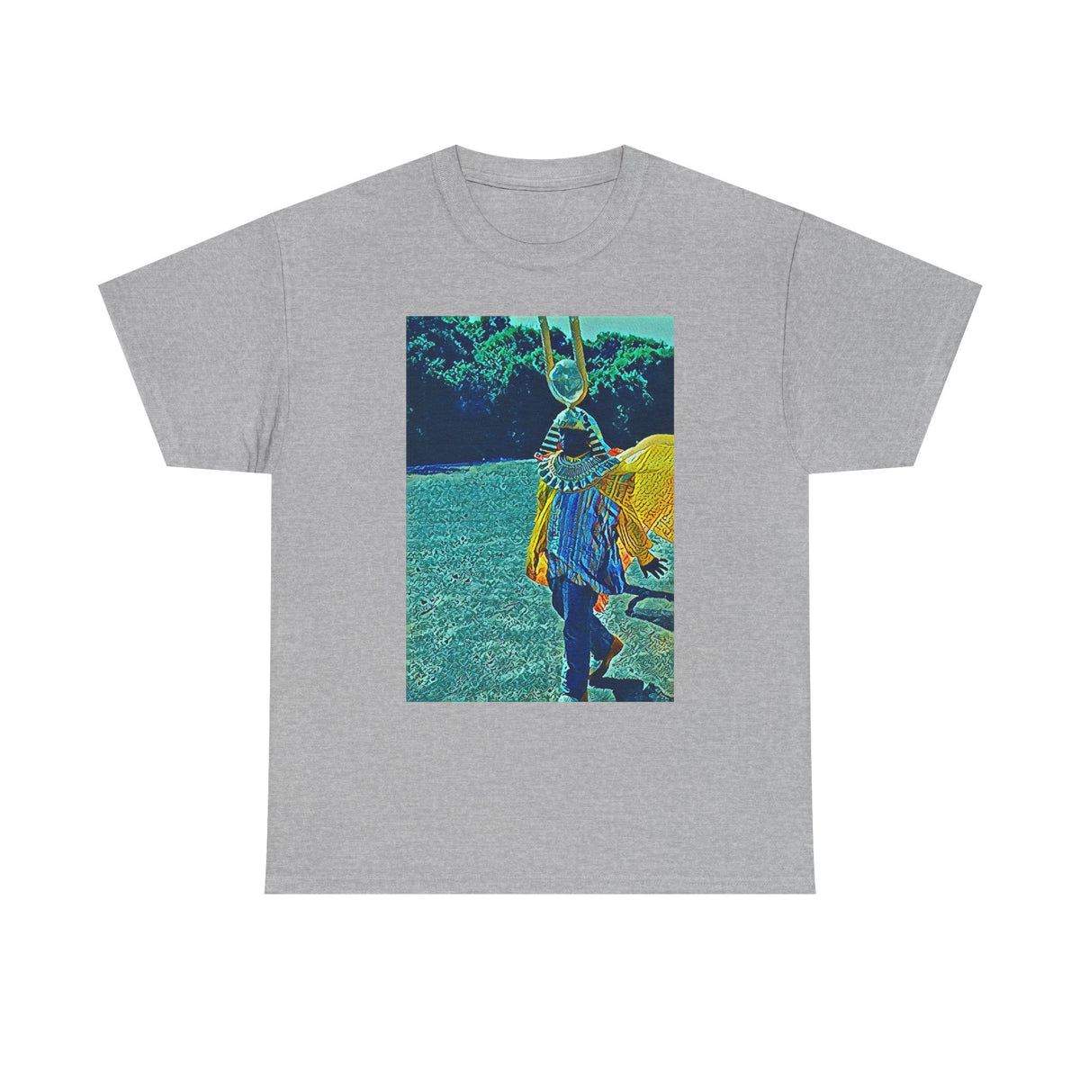 Sun Ra Graphic Print Drip Short Sleeve Crew Neck Unisex Heavy Cotton Tee Shirt