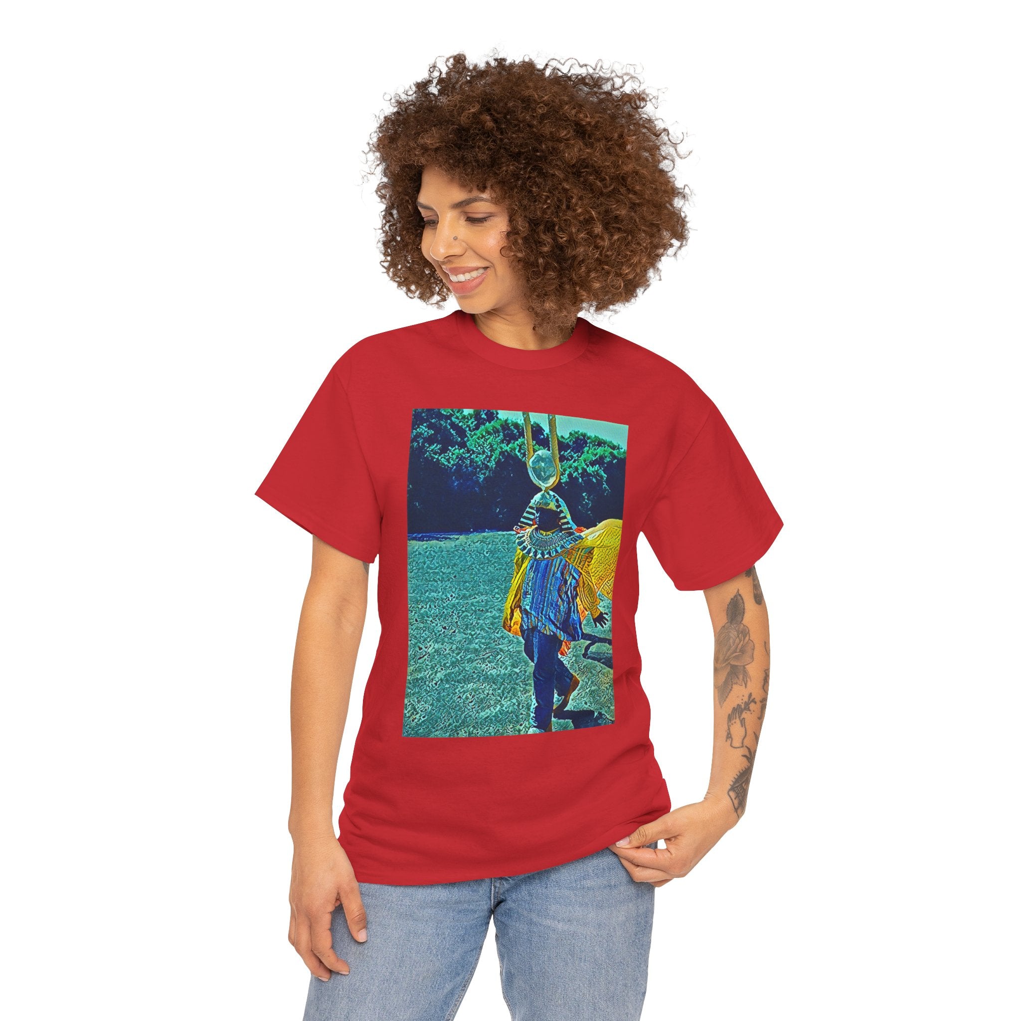 Sun Ra Graphic Print Drip Short Sleeve Crew Neck Unisex Heavy Cotton Tee Shirt