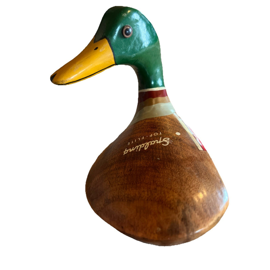 Vintage Duck Hand Carved Painted Wooden Golf Club Head Spalding Top Flite Driver