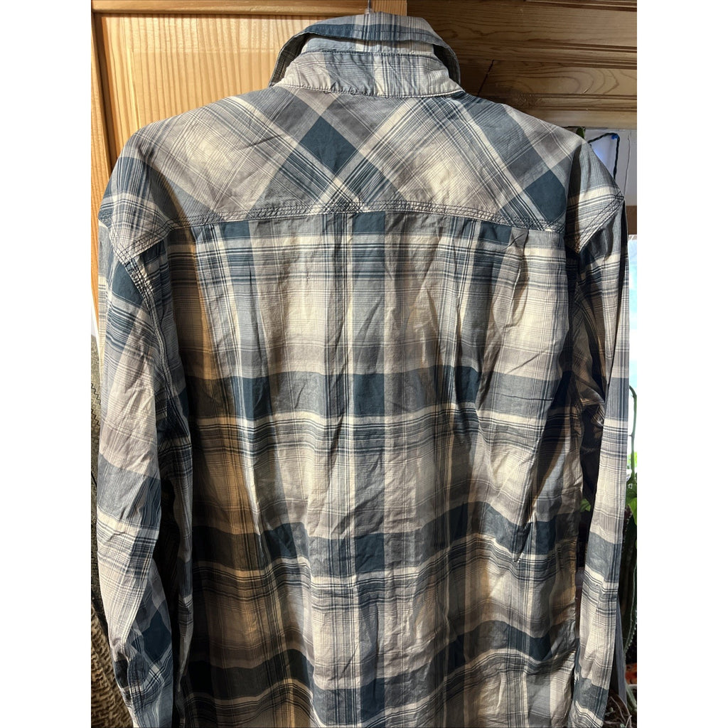Carhartt Shirt Men L Blue Plaid Outdoor Relaxed Fit Snap Button Workwear Western