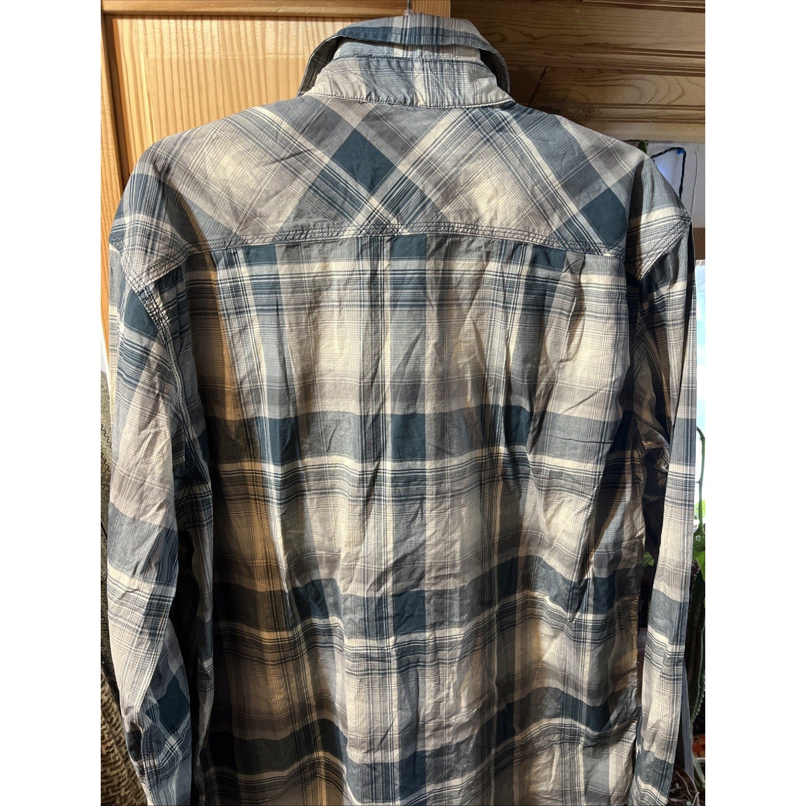 Carhartt Shirt Men L Blue Plaid Outdoor Relaxed Fit Snap Button Workwear Western