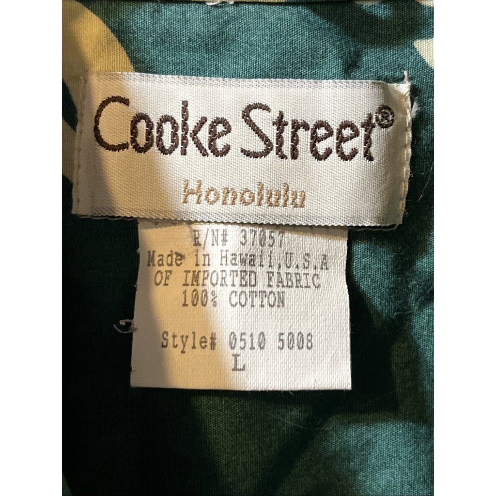 Cooke Street Honolulu Men’s L Green Floral SS Button Down Cotton Hawaiian Shirt